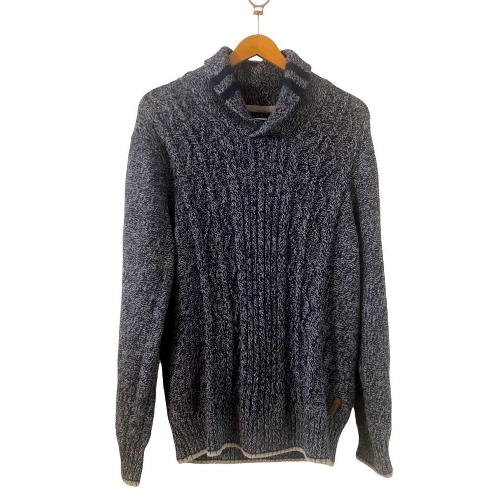 Roots Men’s Pullover Shawl Collar Cabin Sweater Size XL TG Blue